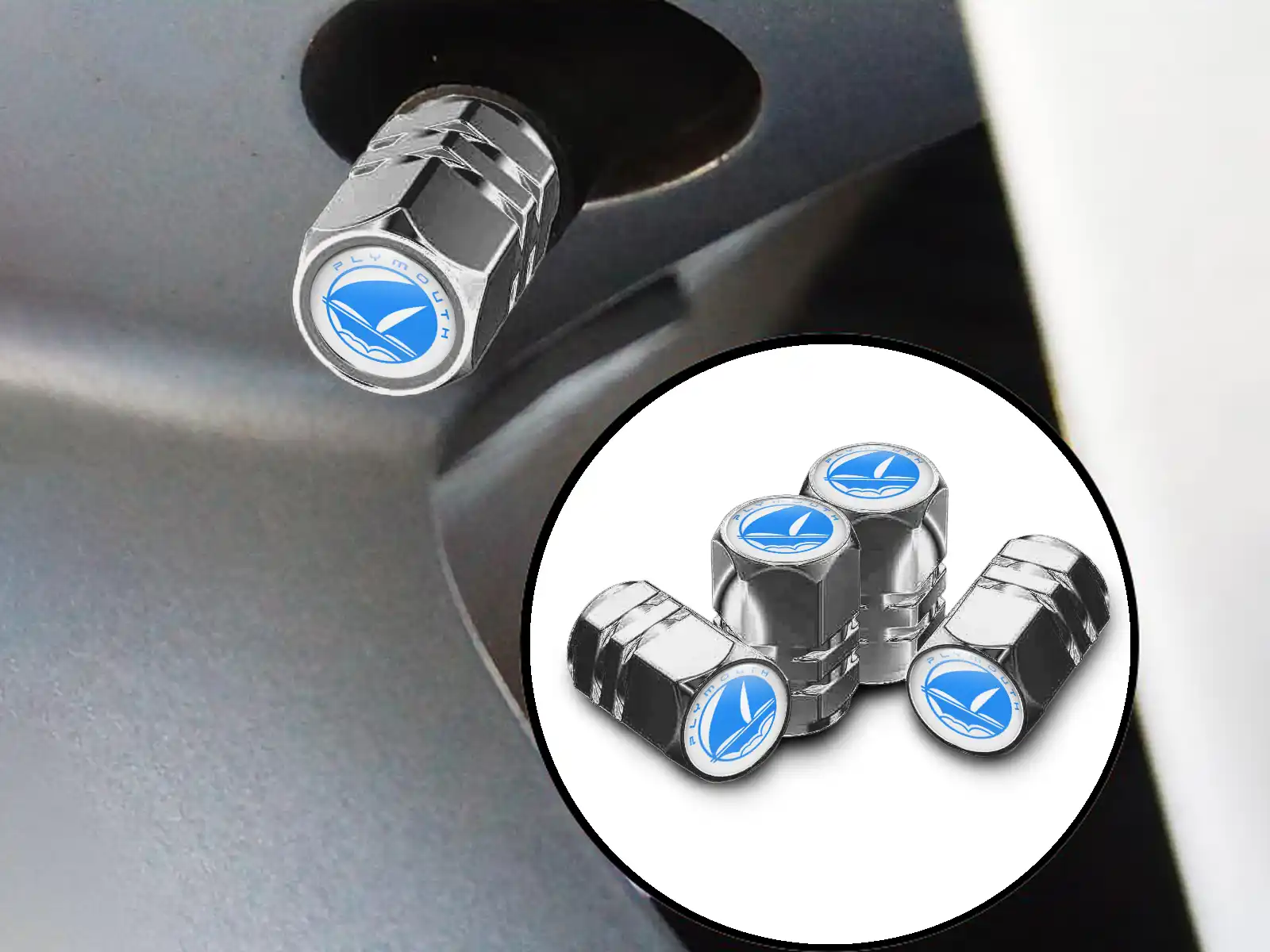 Plymouth Bouchons Valve Pour Voiture Style Métallique
